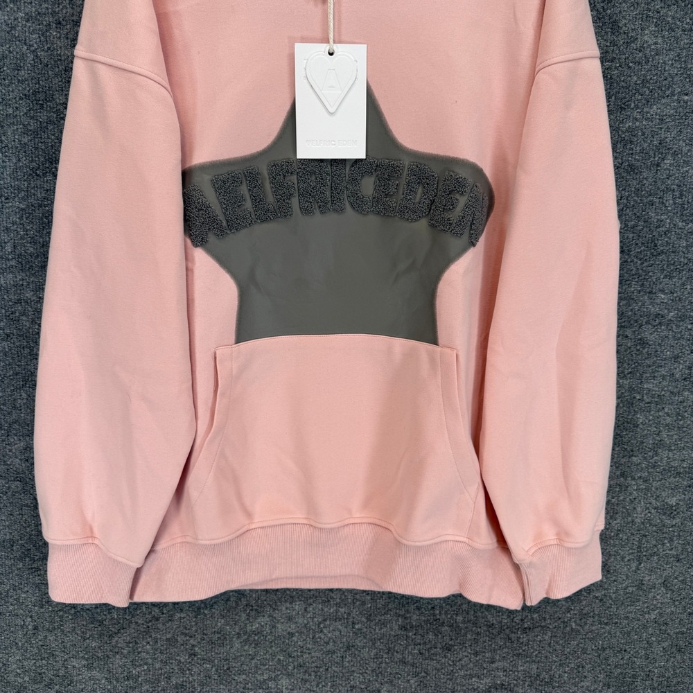 Aelfric Eden Hoodie Adult Medium Pink Star Boucle Streetwear Pullover NEW - Picture 4 of 13
